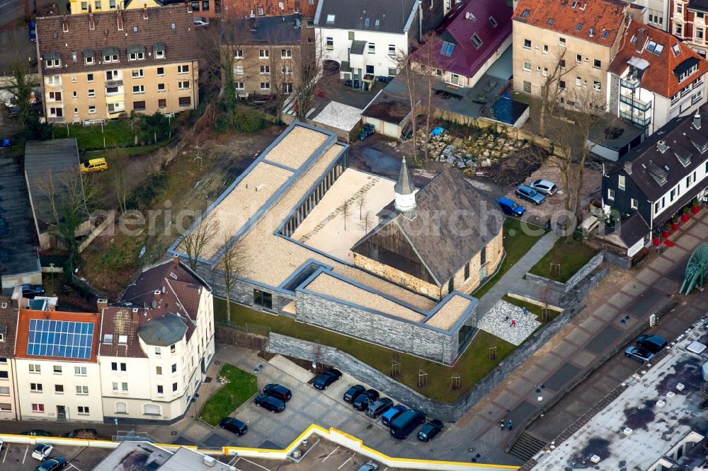 Aerial image Bochum - Church building of the Evangelical community center Old church in Bochum in North Rhine-Westphalia