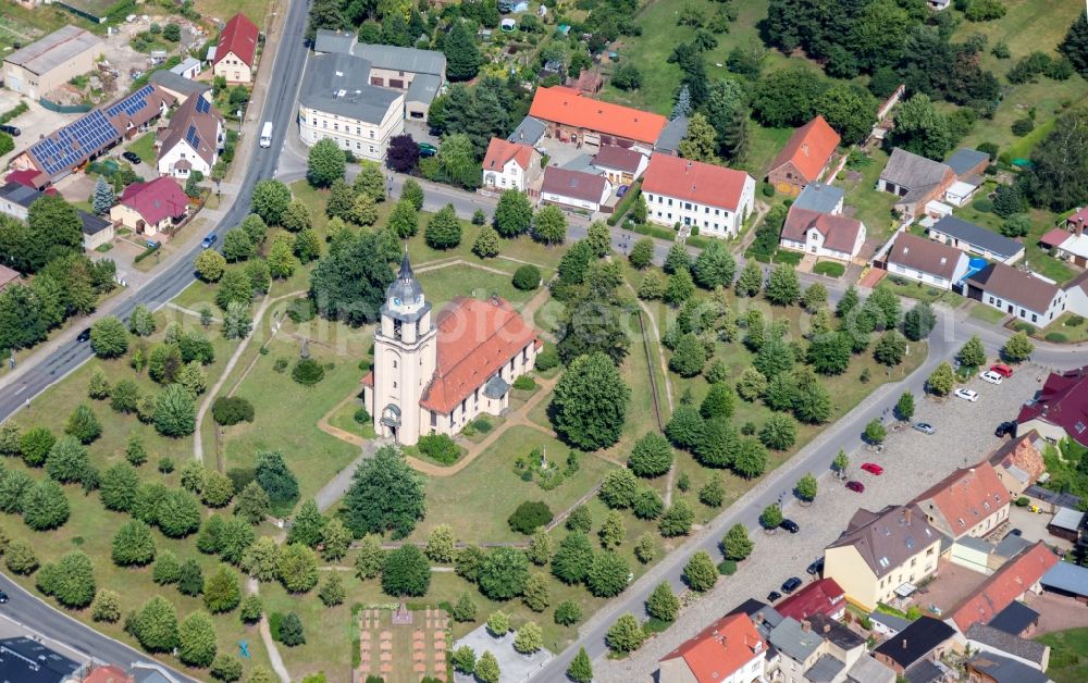 Altdöbern from above - Church building Evangelische church in Altdoebern in the state Brandenburg