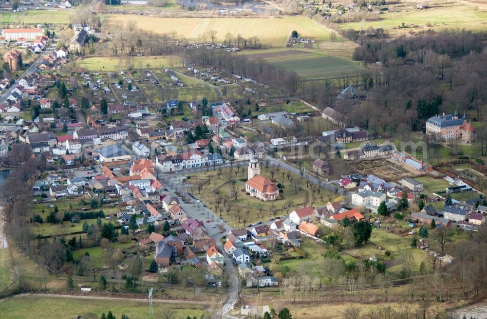 Aerial photograph Altdöbern - Church building Evangelische church in Altdoebern in the state Brandenburg