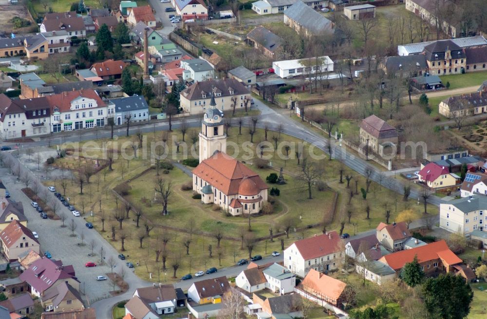 Altdöbern from above - Church building Evangelische church in Altdoebern in the state Brandenburg