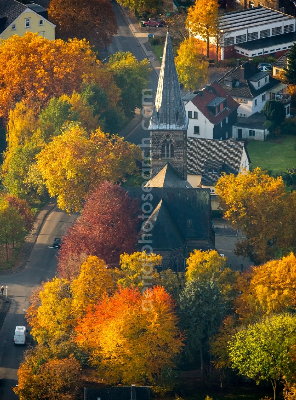 Witten from above - Church building of the Protestant Church Heven in Witten in the state of North Rhine-Westphalia