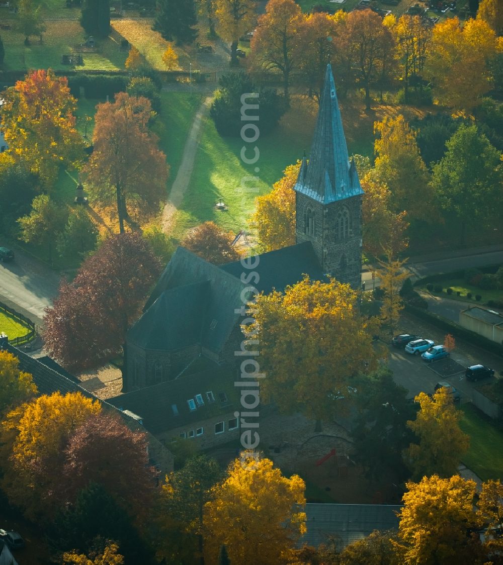 Aerial image Witten - Church building of the Protestant Church Heven in Witten in the state of North Rhine-Westphalia