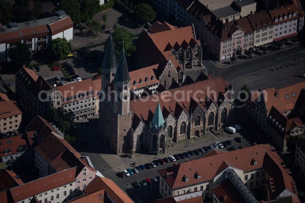 Braunschweig from above - Church building protestantn Sankt Martinikirche in Brunswick in the state Lower Saxony, Germany