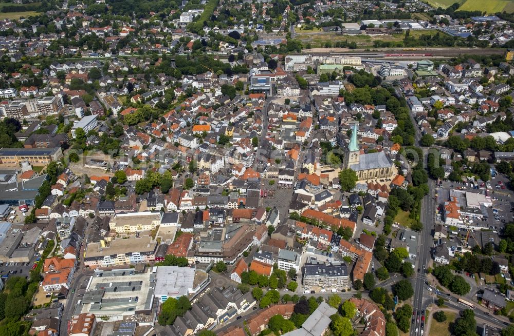 Aerial photograph Unna - Church building of the Evangelical Church in the city center in Unna Altstadt- in North Rhine-Westphalia