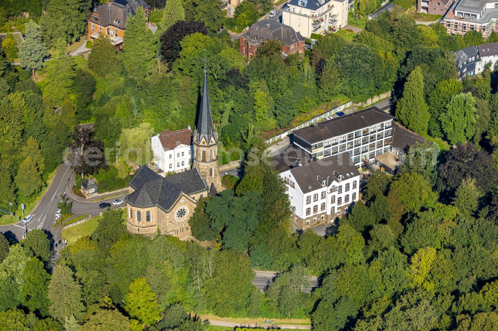 Velbert from above - Church building of EventKirche Langenberg on Donnerstrasse in the district Langenberg in Velbert in the state North Rhine-Westphalia, Germany