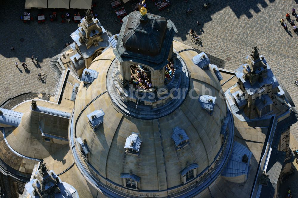 Aerial photograph Dresden - Church building in Frauenkirche Dresden on Neumarkt Old Town- center of downtown in the district Altstadt in Dresden in the state Saxony, Germany