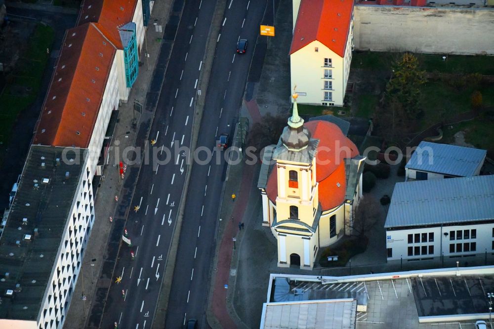 Dessau from above - Church building St. Georg on Georgenstrasse in Dessau in the state Saxony-Anhalt, Germany