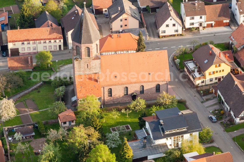 Aerial image Völkersbach - Church building of St. George in the village of in Voelkersbach in the state Baden-Wurttemberg, Germany