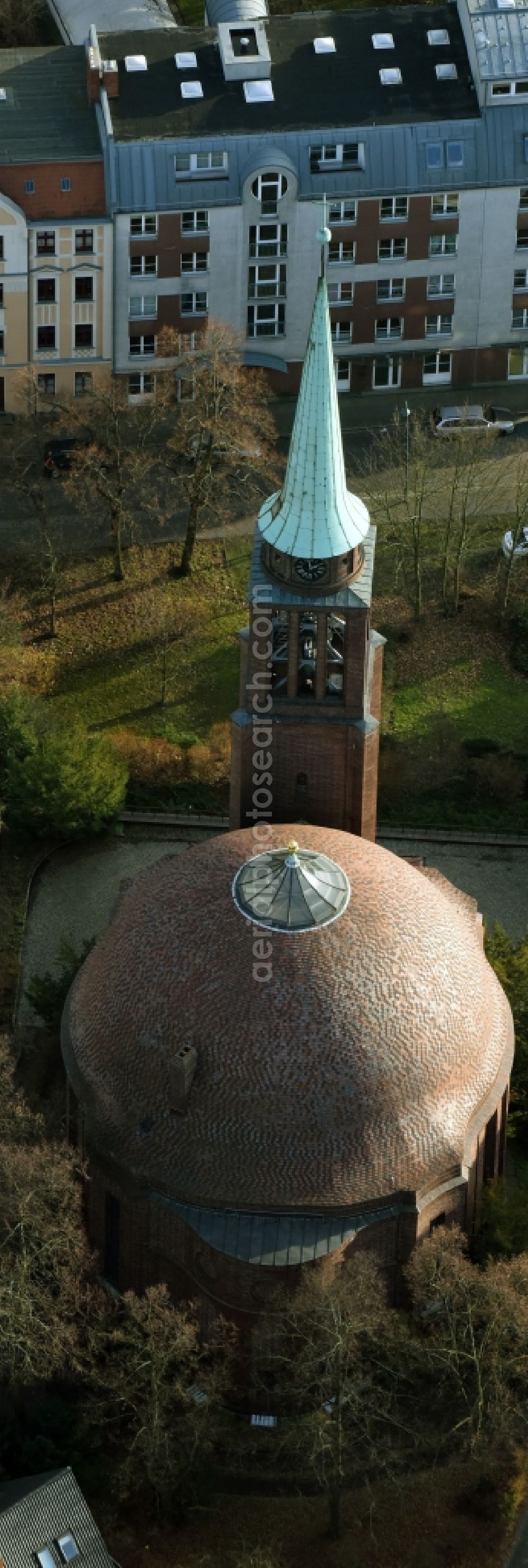 Aerial image Frankfurt (Oder) - Church building St.- Georg- Kirche on Bergstrasse - Lennestrasse in Frankfurt (Oder) in the state Brandenburg