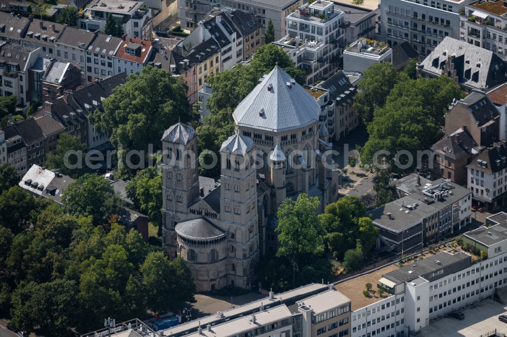 Aerial photograph Köln - Church building in St. Gereon Old Town- center of downtown on street Gereonskloster - Geronshof in the district Innenstadt in Cologne in the state North Rhine-Westphalia, Germany