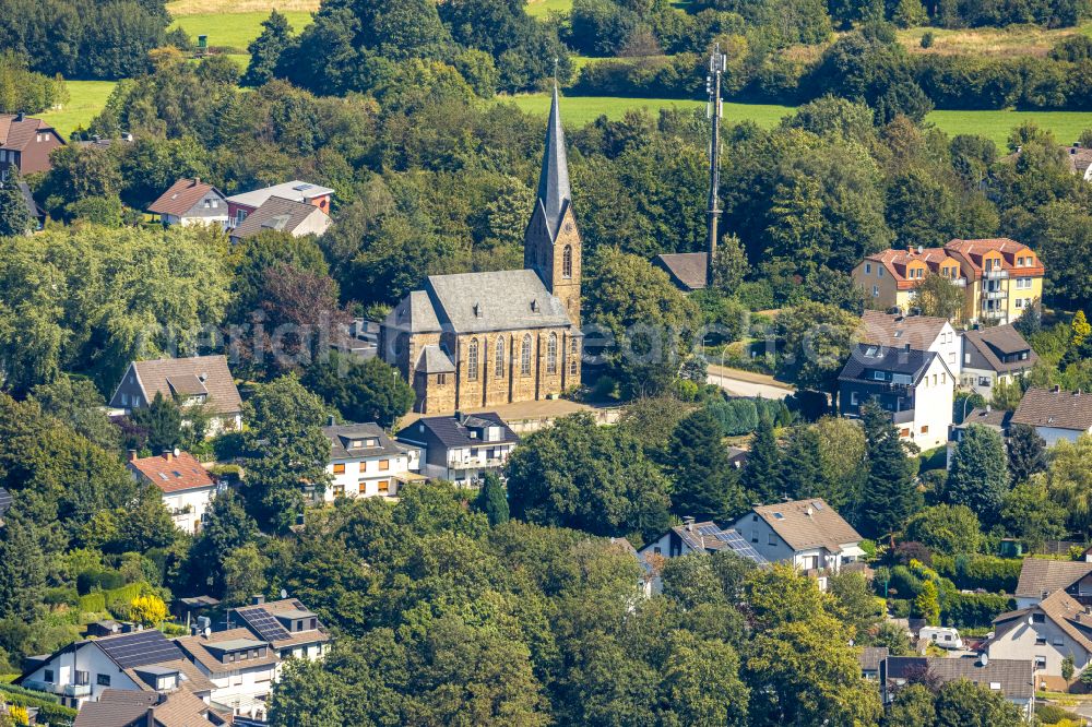 Gevelsberg from above - Church building in Gevelsberg in the state North Rhine-Westphalia, Germany