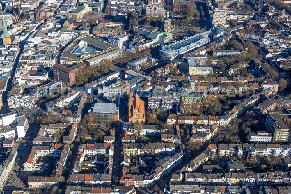 Aerial image Dortmund - Church building Grabeskirche Liebfrauen on the Gustav street in the district Cityring-West in Dortmund at Ruhrgebiet in the state North Rhine-Westphalia, Germany