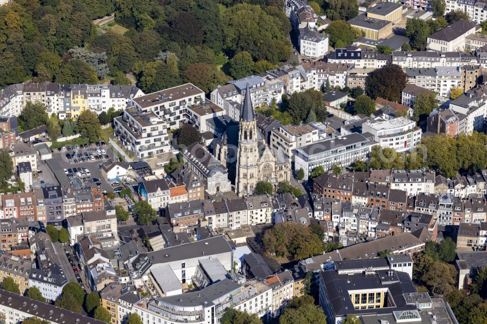 Aerial image Aachen - Church building Heilig Kreuz Kirche in Aachen in the state North Rhine-Westphalia, Germany