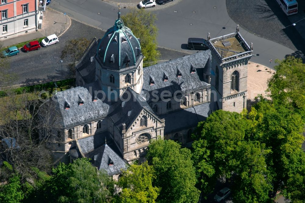 Aerial image Weimar - Church building Herz-Jesu-Kirche on the an der Abraham-Lincoln-Strasse in Weimar in the state Thuringia, Germany