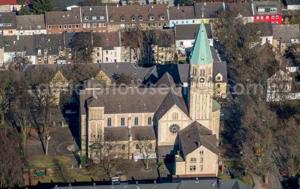 Dortmund from the bird's eye view: Church building Herz-Jesu-Kirche in the district Hoerde in Dortmund in the state North Rhine-Westphalia