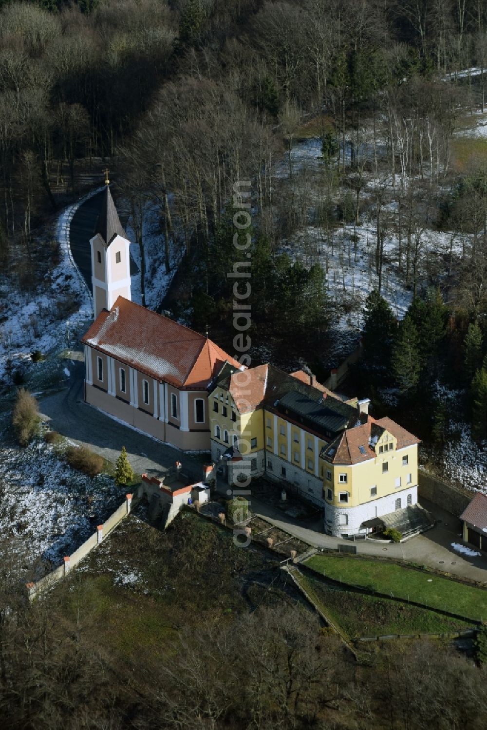 Neumarkt in der Oberpfalz from above - Church building Am Hoehenberg in Neumarkt in der Oberpfalz in the state Bavaria