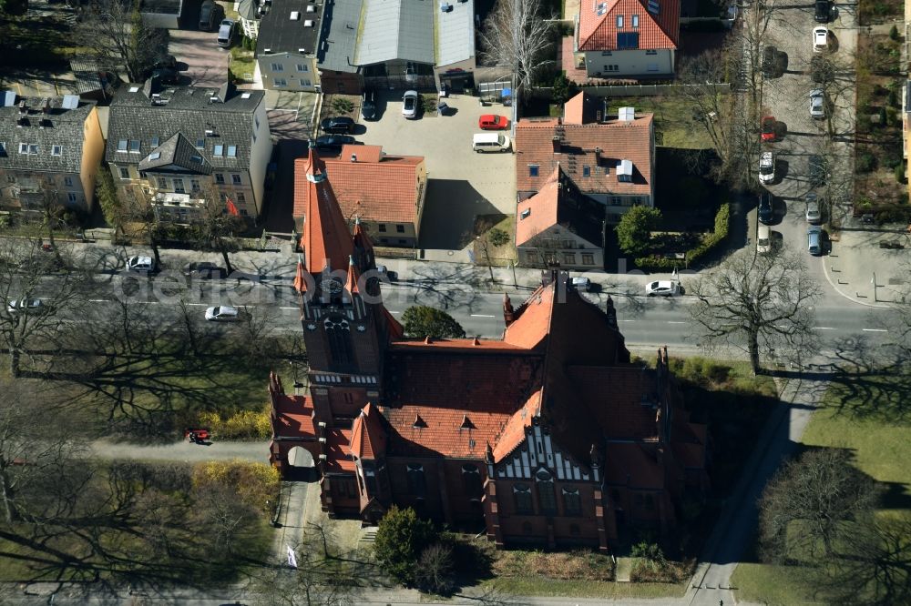 Aerial image Berlin - Church building on Hindenburgdamm destrict Steglitz in Berlin in Germany