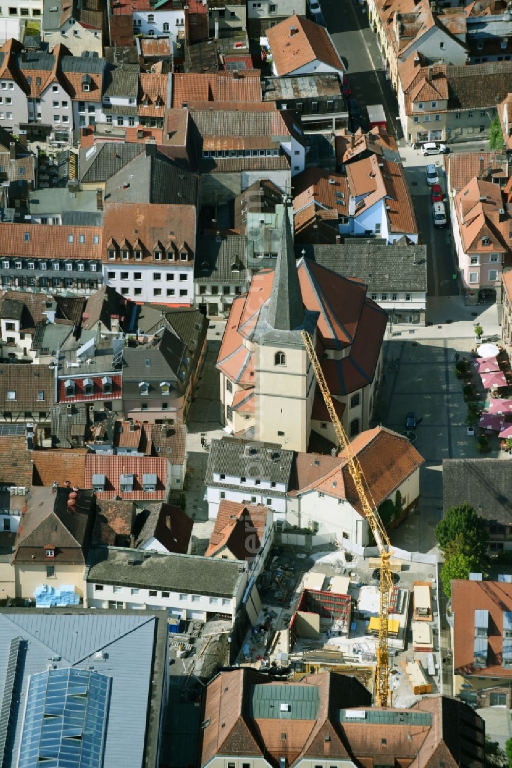 Bad Kissingen from the bird's eye view: Church building St.-Jakobus-Kirche in of Kirchgasse in Bad Kissingen in the state Bavaria, Germany