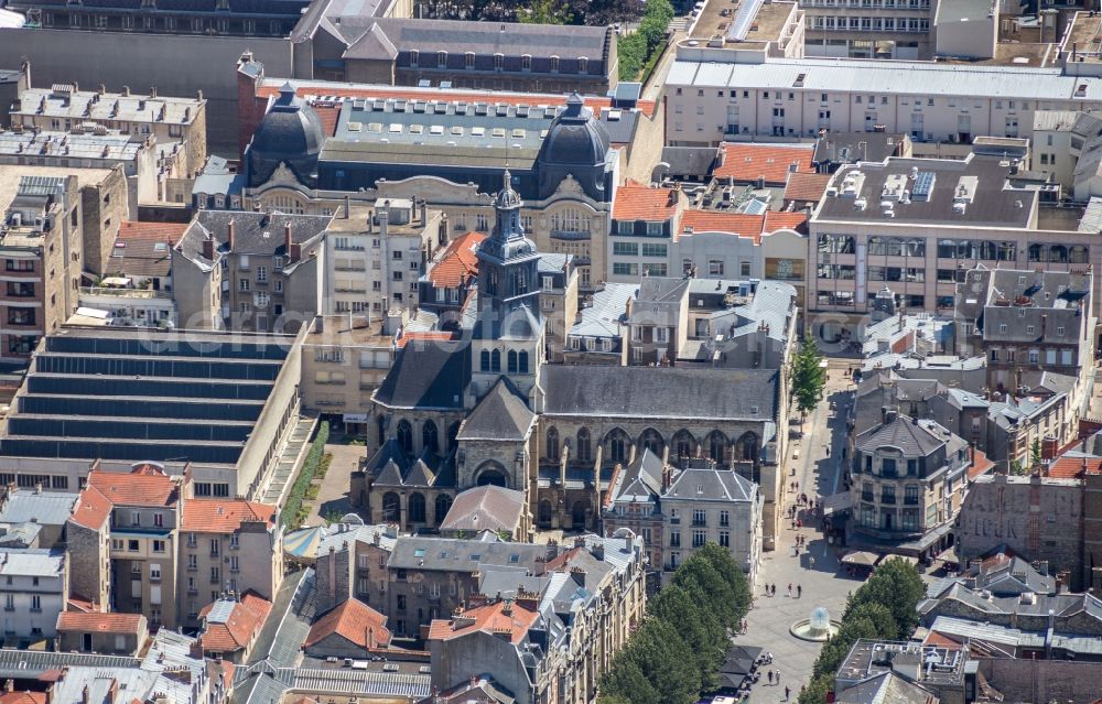 Reims from above - Church building St. Jakobus in Reims in Grand Est, France