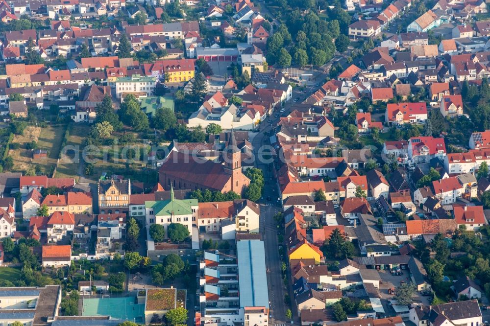 Wiesental from above - Church building St. Jodokus Kirche in Wiesental in the state Baden-Wurttemberg, Germany