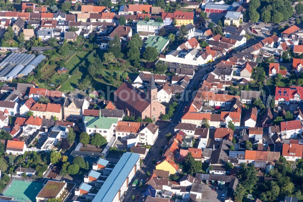 Wiesental from the bird's eye view: Church building St. Jodokus Kirche in Wiesental in the state Baden-Wurttemberg, Germany