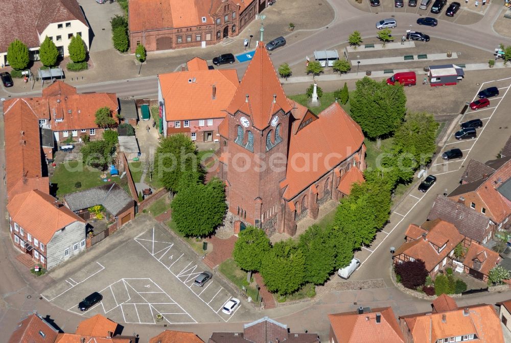 Dahlenburg from the bird's eye view: Church building St. Johannis Kirche in Dahlenburg in the state Lower Saxony, Germany