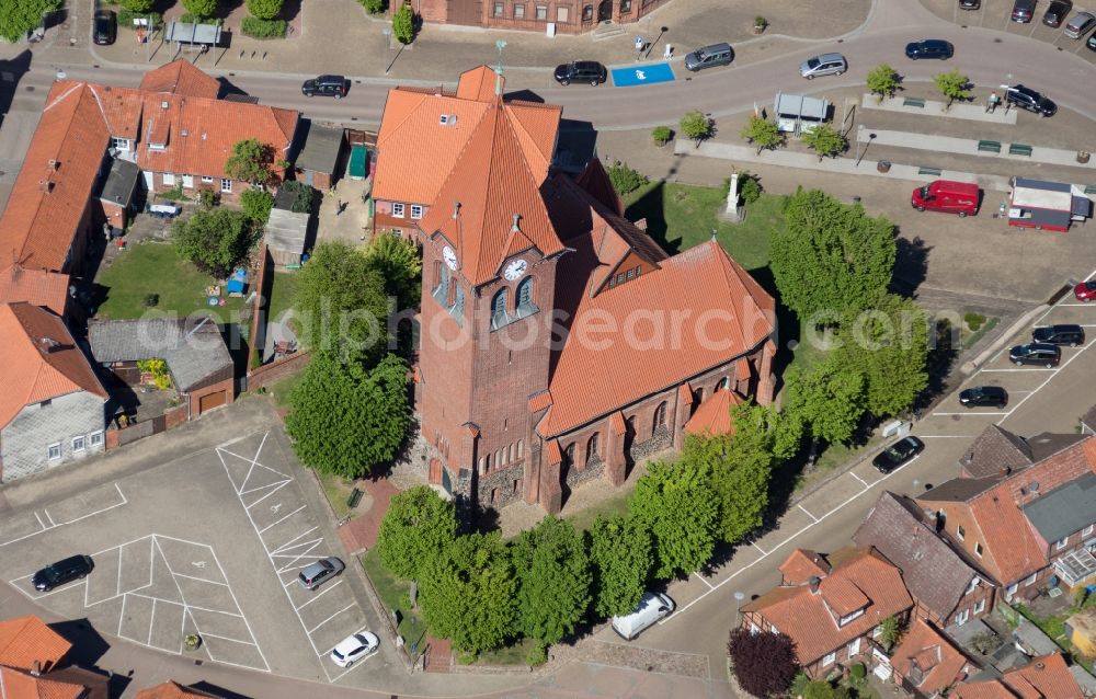 Aerial image Dahlenburg - Church building St. Johannis Kirche in Dahlenburg in the state Lower Saxony, Germany