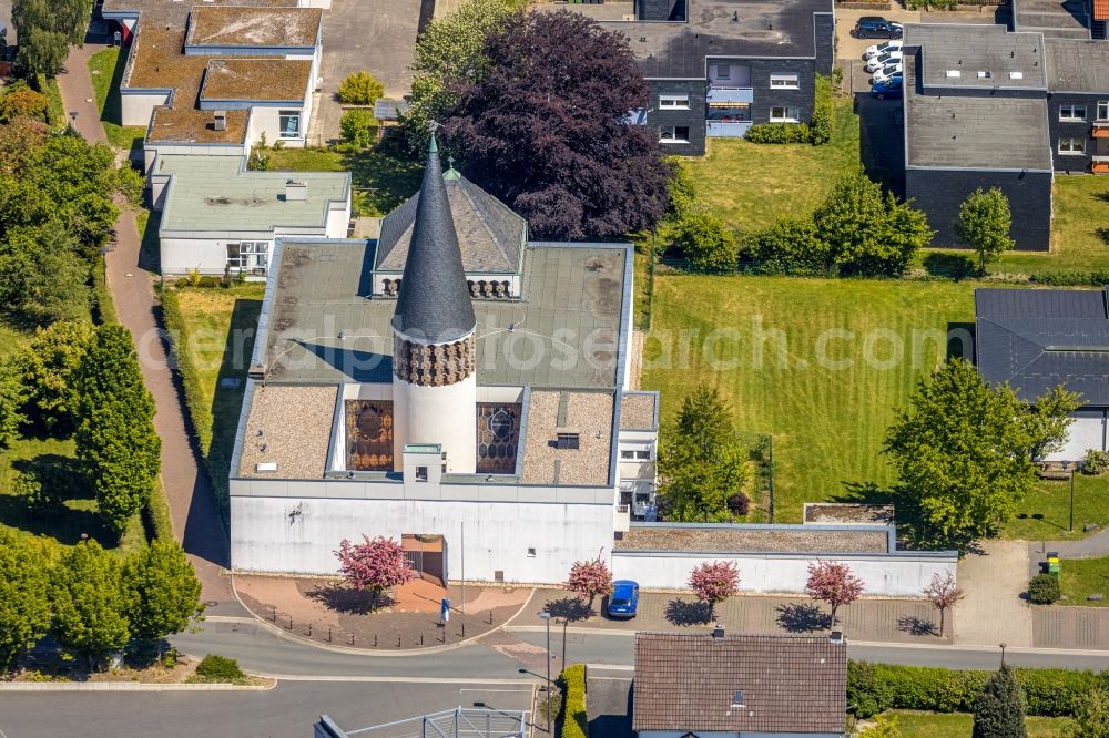 Kierspe from above - Church building St. Josef on Glockenweg in Kierspe in the state North Rhine-Westphalia, Germany