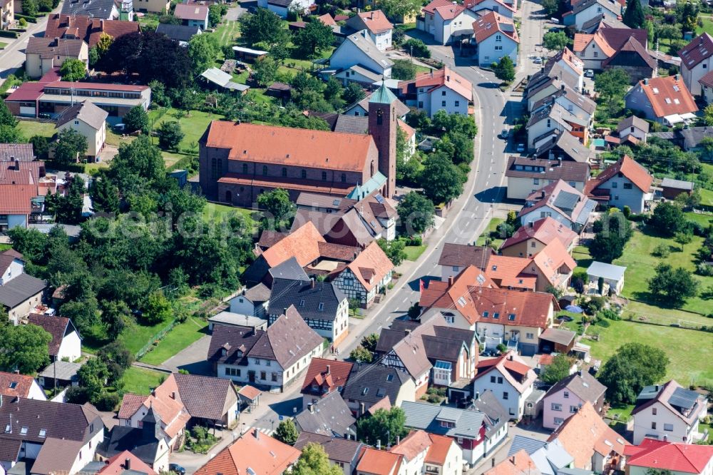 Aerial image Marxzell - Church building St Josef Kirche in the district Pfaffenrot in Marxzell in the state Baden-Wuerttemberg, Germany