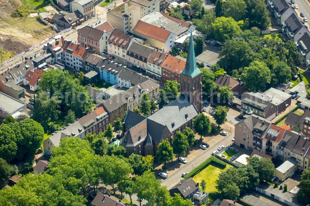 Essen from above - Church building of St. Joseph Church in Frintrop in Essen in North Rhine-Westphalia