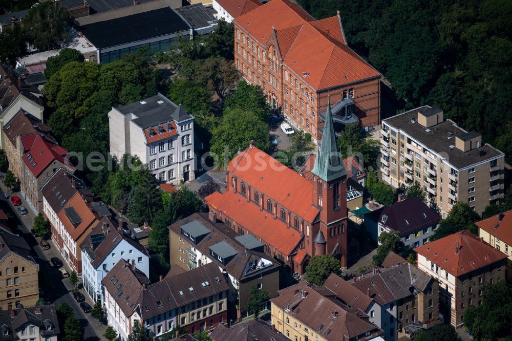 Braunschweig from above - Church building St. Joseph in Brunswick in the state Lower Saxony, Germany