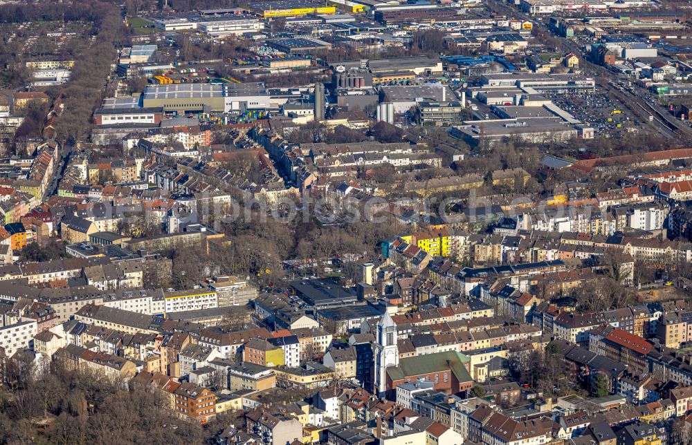 Aerial photograph Dortmund - Church building St. Joseph on Heroldstrasse in the district Nordmarkt-Sued in Dortmund in the state North Rhine-Westphalia, Germany