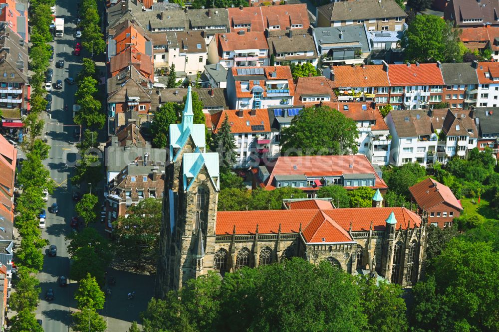 Münster from above - Church building St. Joseph on Sankt-Josefs-Kirchplatz in the district Geist in Muenster in the state North Rhine-Westphalia, Germany