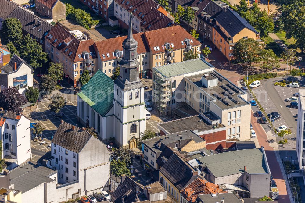 Hamm from above - church building der Jugendkirche Hamm on Westhofenstrasse in Hamm at Ruhrgebiet in the state North Rhine-Westphalia, Germany