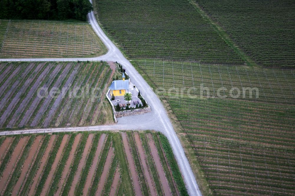 Aerial image Bergtheim - Churches building of a chapel in Bergtheim in the state Bavaria