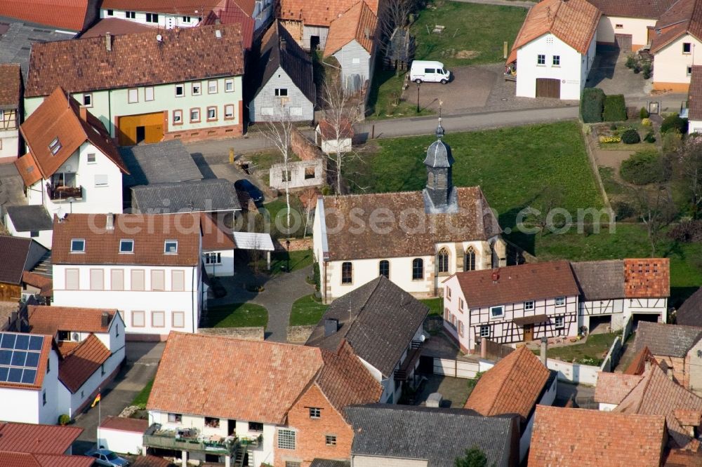 Dierbach from above - Churches building the chapel in Dierbach in the state Rhineland-Palatinate