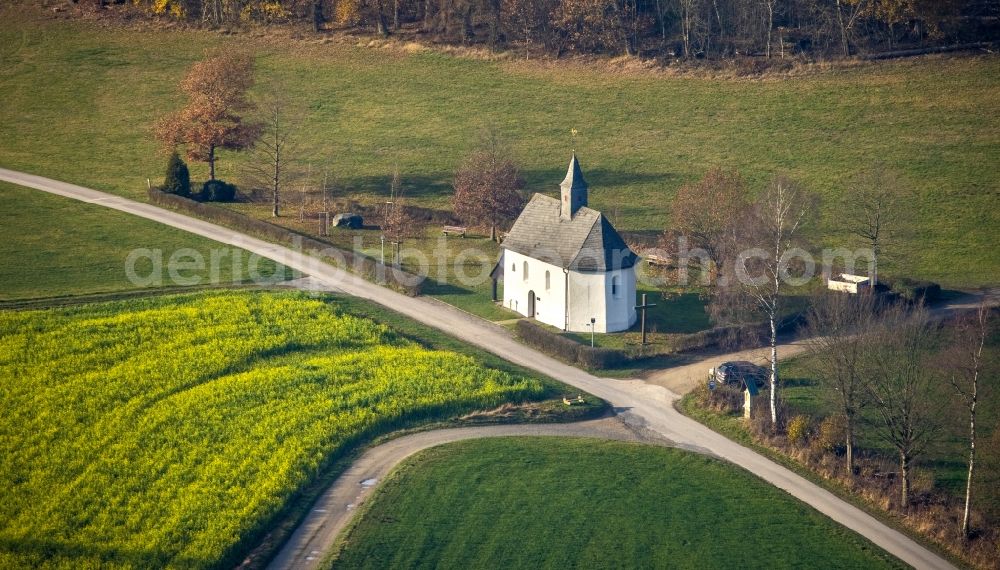 Aerial image Eslohe (Sauerland) - Churches building the chapel Rochuskapelle in Eslohe (Sauerland) in the state North Rhine-Westphalia, Germany