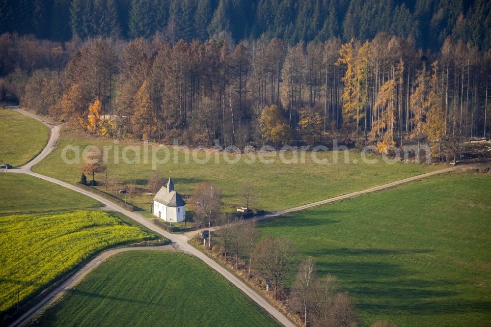 Aerial photograph Eslohe (Sauerland) - Churches building the chapel Rochuskapelle in Eslohe (Sauerland) in the state North Rhine-Westphalia, Germany