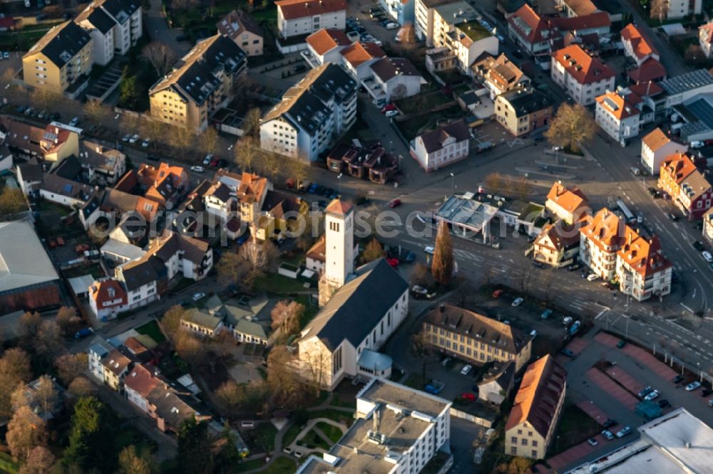 Aerial image Lahr/Schwarzwald - Churches building the chapel Sankta Maria Lahr in Lahr/Schwarzwald in the state Baden-Wurttemberg, Germany