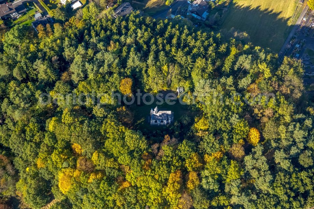 Netphen from above - Churches building the chapel Kreuzkapelle Netphen on mountain Kreuzberg in Netphen in the state North Rhine-Westphalia