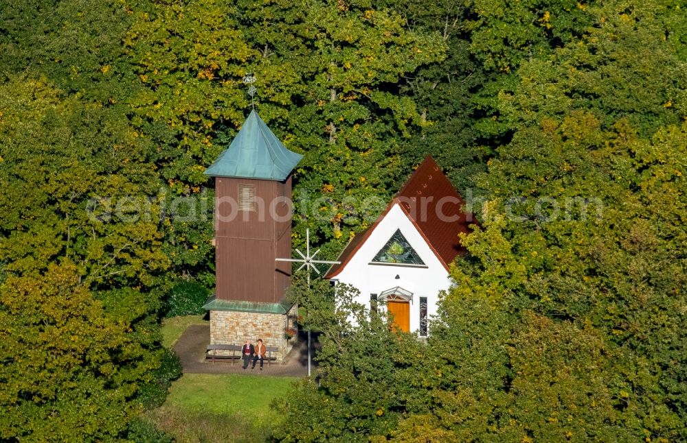 Aerial image Netphen - Churches building the chapel Brauersdorf - Waldkapelle in Netphen in the state North Rhine-Westphalia