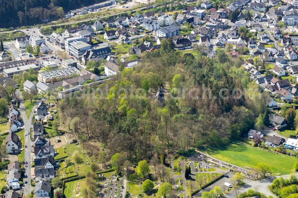 Aerial photograph Netphen - Churches building the chapel Kreuzbergkapelle in Netphen in the state North Rhine-Westphalia, Germany