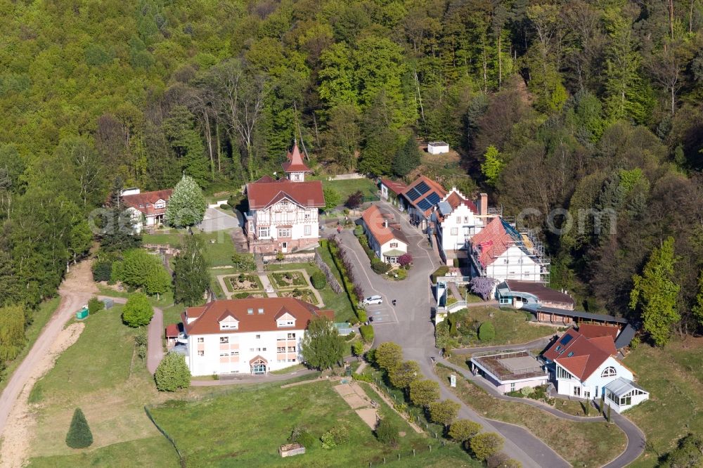 Aerial image Lobsann - Churches building the chapel Marienbronn in the district Marienbronn in Lobsann in Grand Est, France