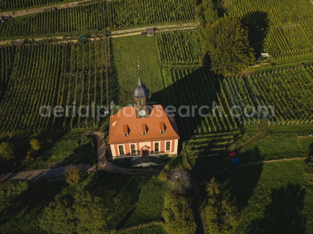 Dresden from the bird's eye view: Churches building the chapel Weinbergkirche on street Bergweg in the district Pillnitz in Dresden in the state Saxony, Germany