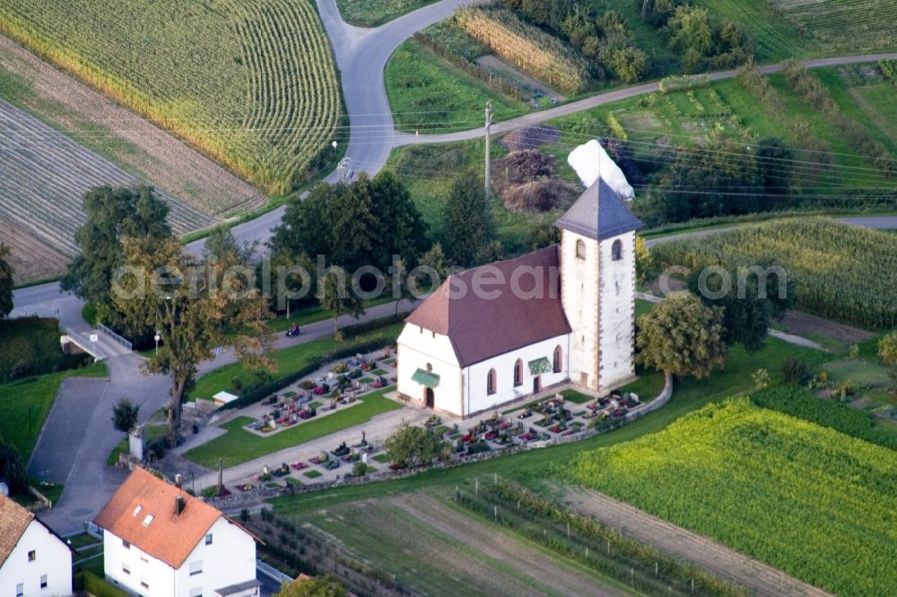 Appenweier from above - Churches building the chapel Zimmern in the district Zimmern in Appenweier in the state Baden-Wuerttemberg