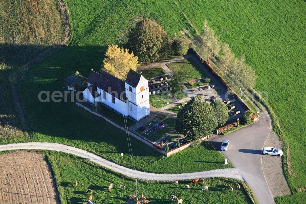 Aerial image Rheinfelden (Baden) - Church building and cemetery of the chapel Mauritius in Rheinfelden (Baden) in the state Baden-Wuerttemberg