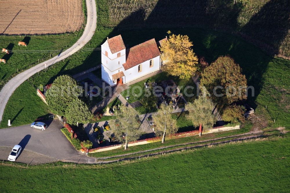 Aerial photograph Rheinfelden (Baden) - Church building and cemetery of the chapel Mauritius in Rheinfelden (Baden) in the state Baden-Wuerttemberg