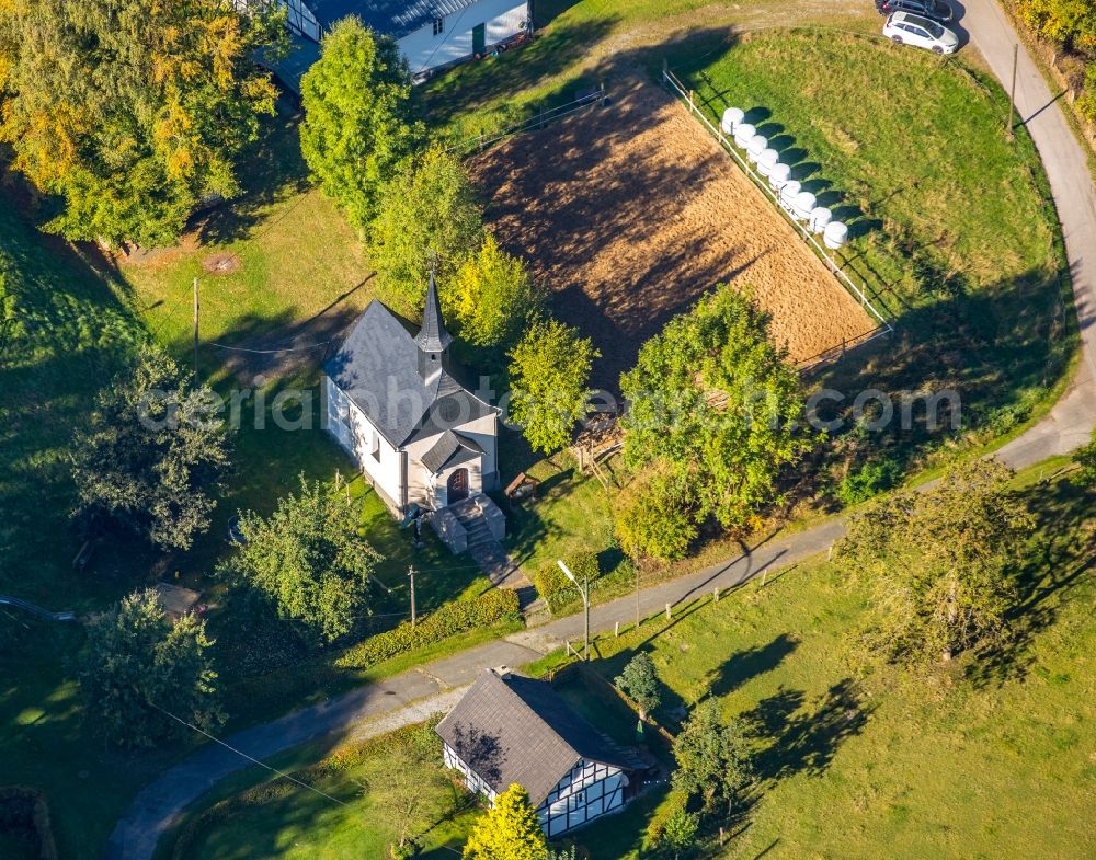 Schmallenberg from above - Churches building the roman chatolic chapel on the Werth in Schmallenberg in the state North Rhine-Westphalia