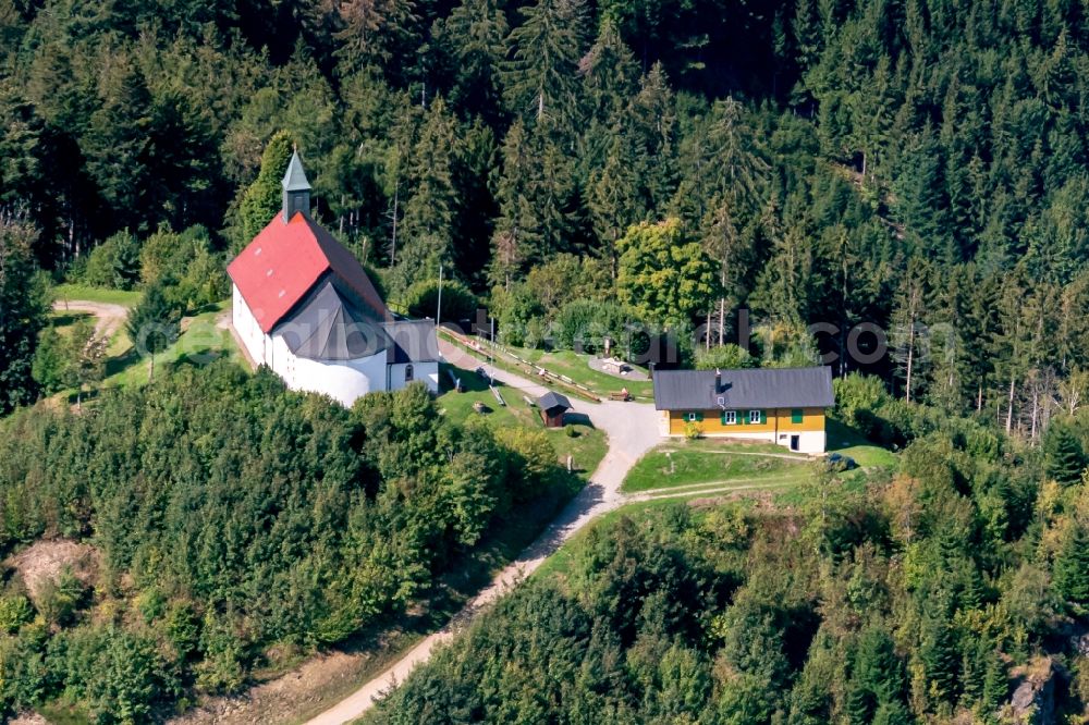 Winden im Elztal from above - Churches building the chapel on Hoernliberg in Winden im Elztal in the state Baden-Wurttemberg, Germany