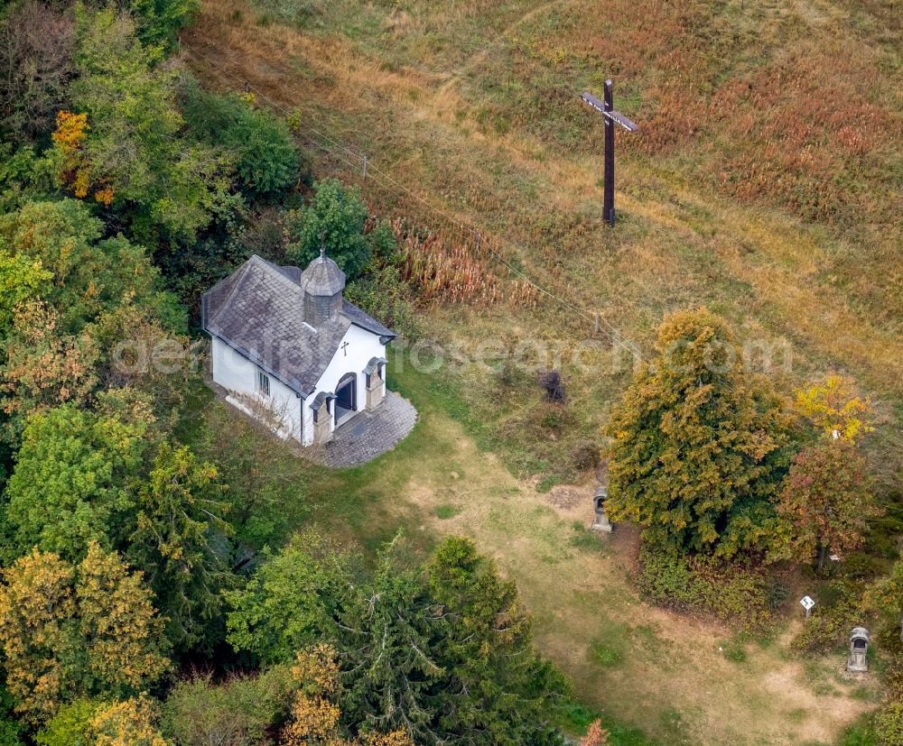 Aerial photograph Winterberg - Churches building the chapel on Kreuzbergweg in Winterberg in the state North Rhine-Westphalia, Germany